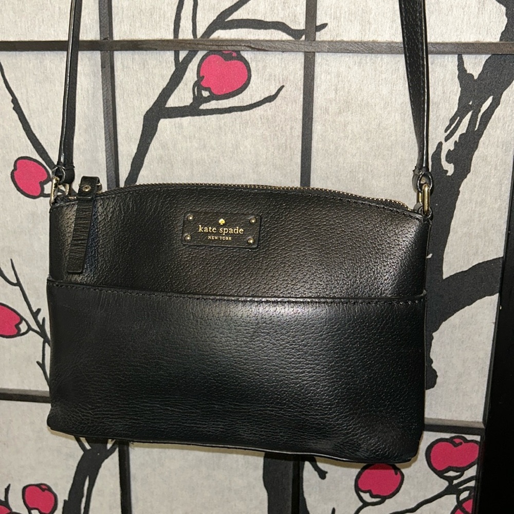 Preloved Kate Spade black leather crossbody bag
